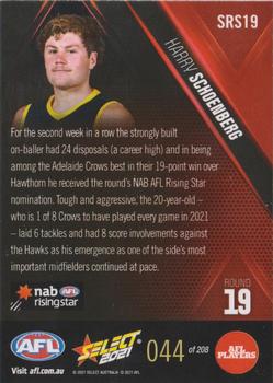 2021 Select AFL Rising Star #SRS19 Harry Schoenberg Back